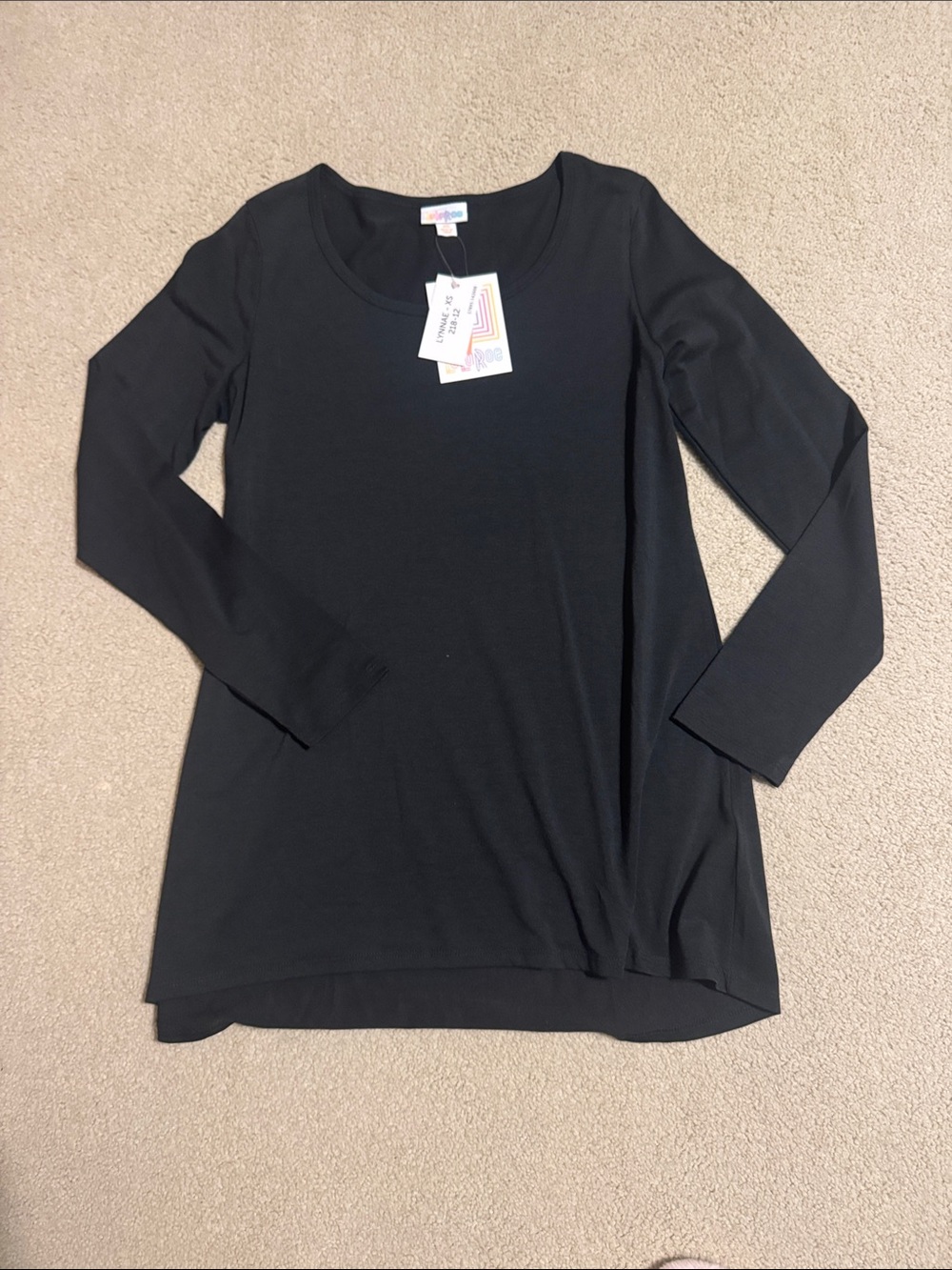 LuLaRoe Black Long Sleeve Scoop Neck Tunic